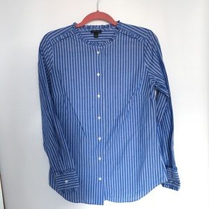 Ann Taylor Ruffle collar Strip Shirt